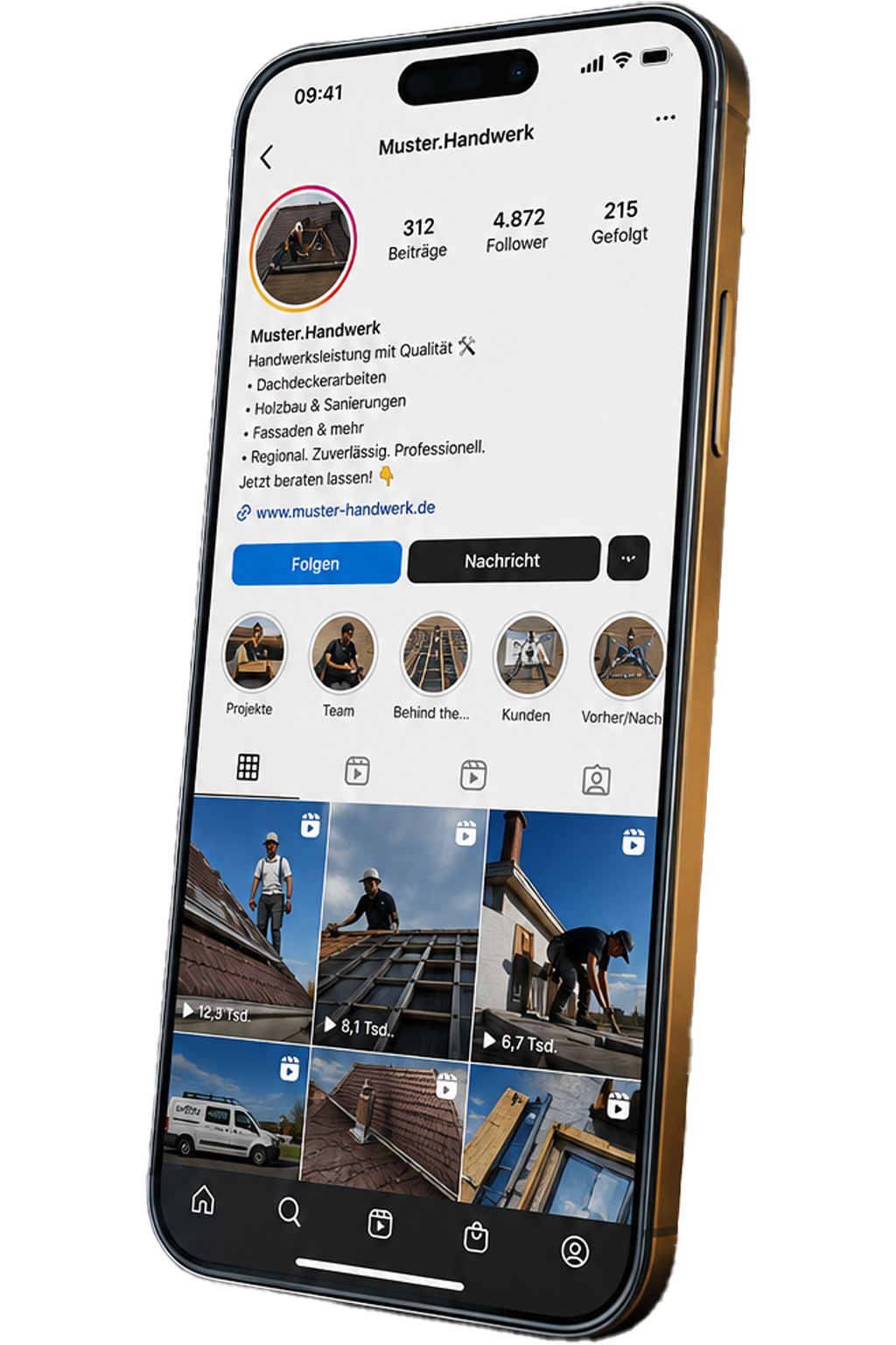 Beispiel wie dein Social Media Profil auf Instagram aussehen kann